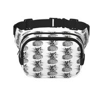 FEYUNYAN Large Square Waist Pack, Double-Layer Crossbody Fanny Pack, Water-Resistant Twill Bag with Adjustable Belt & Anti-Theft Pocket for Hiking, Cycling, Tropical Pineapple Fruit, 23x16cm