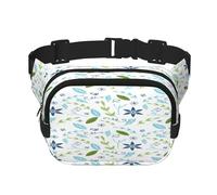 FEYUNYAN Large Square Waist Pack, Double-Layer Crossbody Fanny Pack, Water-Resistant Twill Bag with Adjustable Belt & Anti-Theft Pocket for Hiking, Cycling, Pretty Flower, 23x16cm