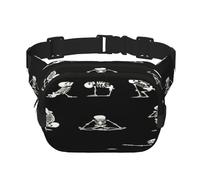 FEYUNYAN Large Square Waist Pack, Double-Layer Crossbody Fanny Pack, Water-Resistant Twill Bag with Adjustable Belt & Anti-Theft Pocket for Hiking, Cycling, Love Skull of Sports, 23x16cm