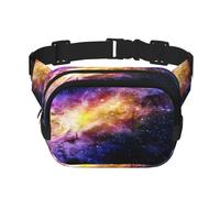 FEYUNYAN Large Square Waist Pack, Double-Layer Crossbody Fanny Pack, Water-Resistant Twill Bag with Adjustable Belt & Anti-Theft Pocket for Hiking, Cycling, Galaxy in The Universe, 23x16cm