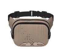 FEYUNYAN Large Square Waist Pack, Double-Layer Crossbody Fanny Pack, Water-Resistant Twill Bag with Adjustable Belt & Anti-Theft Pocket for Hiking, Cycling, Love Birdie Stripe, 23x16cm