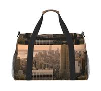 FEYUNYAN Large Tote Bag with Adjustable Strap Water-Resistant Travel Duffel | Empire State Building, Heavy-Duty Twill Crossbody Bag For Gym, Weekend Trips & Outdoor Sports, With Anti-Slip Handles