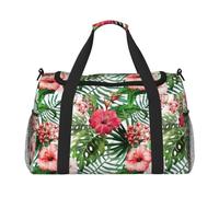 FEYUNYAN Large Tote Bag with Adjustable Strap Water-Resistant Travel Duffel | Hibiscus Flower, Heavy-Duty Twill Crossbody Bag For Gym, Weekend Trips & Outdoor Sports, With Anti-Slip Handles