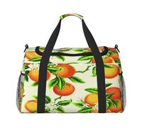FEYUNYAN Large Tote Bag with Adjustable Strap, Water-Resistant Travel Duffel with Anti-Slip Handles, Yellow Blossom Orange Fruits, Heavy-Duty Crossbody Bag for Gym, Weekend Trips & Outdoor Sports