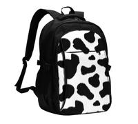 FEYUNYAN Large USB Charging Travel Backpack, 40L Anti-Theft Laptop Backpack for Men & Women, Black & White leopard Multi-Pocket Hiking Pack, Water-Resistant School Bag for Work, Hiking & Camping