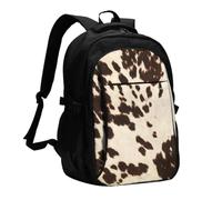 FEYUNYAN Large USB Charging Travel Backpack, 40L Anti-Theft Laptop Backpack for Men & Women, Brown Cowhide Multi-Pocket Hiking Pack, Water-Resistant School Bag for Work, Hiking & Camping