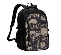 FEYUNYAN Large USB Charging Travel Backpack, 40L Anti-Theft Laptop Backpack for Men & Women, Cool Skull Graphics Multi-Pocket Hiking Pack, Water-Resistant School Bag for Work, Hiking & Camping