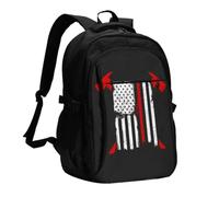FEYUNYAN Large USB Charging Travel Backpack, 40L Anti-Theft Laptop Backpack for Men & Women, Firefighter American Flag Multi-Pocket Hiking Pack, Water-Resistant School Bag for Work, Hiking & Camping