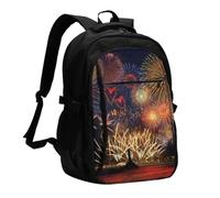 FEYUNYAN Large USB Charging Travel Backpack, 40L Anti-Theft Laptop Backpack for Men & Women, Fireworks Multi-Pocket Hiking Pack, Water-Resistant School Bag for Work, Hiking & Camping