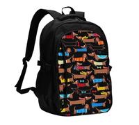 FEYUNYAN Large USB Charging Travel Backpack, 40L Anti-Theft Laptop Backpack for Men & Women, I Love My Dog Dachshunds Multi-Pocket Hiking Pack, Water-Resistant School Bag for Work, Hiking & Camping