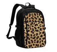 FEYUNYAN Large USB Charging Travel Backpack, 40L Anti-Theft Laptop Backpack for Men & Women, Leopard Animal print Multi-Pocket Hiking Pack, Water-Resistant School Bag for Work, Hiking & Camping