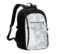 FEYUNYAN Large USB Charging Travel Backpack, 40L Anti-Theft Laptop Backpack for Men & Women, Light black marble Multi-Pocket Hiking Pack, Water-Resistant School Bag for Work, Hiking & Camping