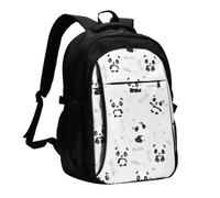 FEYUNYAN Large USB Charging Travel Backpack, 40L Anti-Theft Laptop Backpack for Men & Women, Panda bamboo Multi-Pocket Hiking Pack, Water-Resistant School Bag for Work, Hiking & Camping