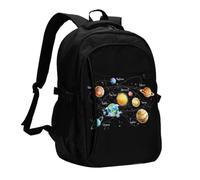 FEYUNYAN Large USB Charging Travel Backpack, 40L Anti-Theft Laptop Backpack for Men & Women, Planets Stars Galaxy Multi-Pocket Hiking Pack, Water-Resistant School Bag for Work, Hiking & Camping