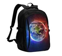FEYUNYAN Large USB Charging Travel Backpack, 40L Anti-Theft Laptop Backpack for Men & Women, Space Planet Earth Multi-Pocket Hiking Pack, Water-Resistant School Bag for Work, Hiking & Camping
