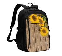 FEYUNYAN Large USB Charging Travel Backpack, 40L Anti-Theft Laptop Backpack for Men & Women, Sunflowers Multi-Pocket Hiking Pack, Water-Resistant School Bag for Work, Hiking & Camping