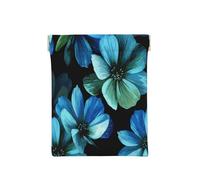 FEYUNYAN Leather Coin Purse for women, Blue Flower, Slim Rfid Blocking Coin Purse Wallet For Men, Mini Zipper Pouch, Small Item Organizer For Cash Coins Cards, Automatic Snap Closure Travel Essentials