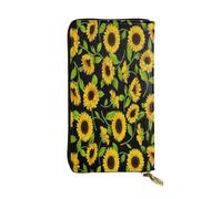 FEYUNYAN Leather Long Clutch Wallet for Women, Large Capacity ID Card Organizer with Zipper Pocket, Beautiful Sunflower Women Purse, Long Wallet Clutch for Ladies (Travel, Office, Everyday Use)