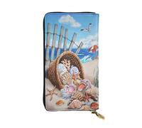 FEYUNYAN Leather Long Clutch Wallet for Women, Large Capacity ID Card Organizer with Zipper Pocket, Beach Flying Seagull Women Purse, Long Wallet Clutch for Ladies (Travel, Office, Everyday Use)