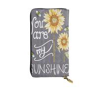 FEYUNYAN Leather Long Clutch Wallet for Women, Large Capacity ID Card Organizer with Zipper Pocket, Blackboard Bees Sunflowers Women Purse, Long Wallet Clutch for Ladies (Travel, Office, Everyday Use)