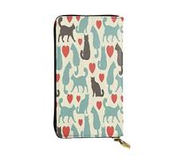 FEYUNYAN Leather Long Clutch Wallet for Women, Large Capacity ID Card Organizer with Zipper Pocket, Happy Walking Kitty Women Purse, Long Wallet Clutch for Ladies (Travel, Office, Everyday Use)