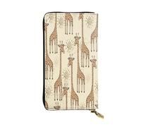 FEYUNYAN Leather Long Clutch Wallet for Women, Large Capacity ID Card Organizer with Zipper Pocket, Hand Drawn Giraffes Women Purse, Long Wallet Clutch for Ladies (Travel, Office, Everyday Use)