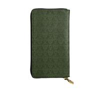FEYUNYAN Leather Long Clutch Wallet for Women, Large Capacity ID Card Organizer with Zipper Pocket, Hunter Green Floral Petals Women Purse, Long Wallet Clutch for Ladies (Travel, Office, Everyday Use)