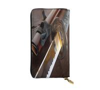 FEYUNYAN Leather Long Clutch Wallet for Women, Large Capacity ID Card Organizer with Zipper Pocket, Japan Samurai Sword Women Purse, Long Wallet Clutch for Ladies (Travel, Office, Everyday Use)