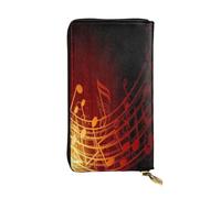 FEYUNYAN Leather Long Clutch Wallet for Women, Large Capacity ID Card Organizer with Zipper Pocket, Red Flame Music Note Women Purse, Long Wallet Clutch for Ladies (Travel, Office, Everyday Use)