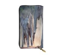 FEYUNYAN Leather Long Clutch Wallet for Women, Large Capacity ID Card Organizer with Zipper Pocket, Two Elephants Playing Women Purse, Long Wallet Clutch for Ladies (Travel, Office, Everyday Use)