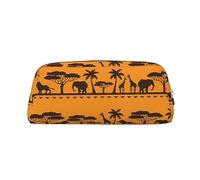 FEYUNYAN Leather Pencil Case Organizer, Premium PVC Cosmetic Bag 8x5.5x20.5cm, African Animals Pencil Pouch, Waterproof Makeup Travel Pouch with Anti-Scratch Padding for School, Office, Travel