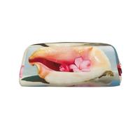 FEYUNYAN Leather Pencil Case Organizer, Premium PVC Cosmetic Bag 8x5.5x20.5cm, Beach Conch Seascape Pencil Pouch, Waterproof Makeup Travel Pouch with Anti-Scratch Padding for School, Office, Travel