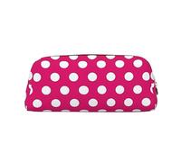 FEYUNYAN Leather Pencil Case Organizer, Premium PVC Cosmetic Bag 8x5.5x20.5cm, Big White Dot Pencil Pouch, Waterproof Makeup Travel Pouch with Anti-Scratch Padding for School, Office, Travel