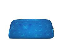 FEYUNYAN Leather Pencil Case Organizer, Premium Pvc Cosmetic Bag 8x5.5x20.5cm, Blue Beautful Butterfly Pencil Pouch, Waterproof Makeup Travel Pouch With Anti-Scratch Padding For School, Office, Travel