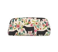 FEYUNYAN Leather Pencil Case Organizer, Premium PVC Cosmetic Bag 8x5.5x20.5cm, Cattle Farm Sanctuary Pencil Pouch, Waterproof Makeup Travel Pouch with Anti-Scratch Padding for School, Office, Travel