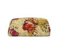 FEYUNYAN Leather Pencil Case Organizer, Premium PVC Cosmetic Bag 8x5.5x20.5cm, Colorful Map Pencil Pouch, Waterproof Makeup Travel Pouch with Anti-Scratch Padding for School, Office, Travel