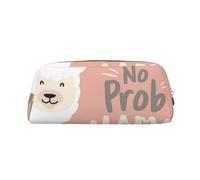 FEYUNYAN Leather Pencil Case Organizer, Premium PVC Cosmetic Bag 8x5.5x20.5cm, Cute Llama Pencil Pouch, Waterproof Makeup Travel Pouch with Anti-Scratch Padding for School, Office, Travel