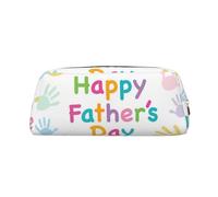 FEYUNYAN Leather Pencil Case Organizer, Premium PVC Cosmetic Bag 8x5.5x20.5cm, Hand Happy Fathers Day Pencil Pouch, Waterproof Makeup Travel Pouch with Anti-Scratch Padding for School Office Travel