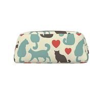 FEYUNYAN Leather Pencil Case Organizer, Premium PVC Cosmetic Bag 8x5.5x20.5cm, Happy Walking Kitty Pencil Pouch, Waterproof Makeup Travel Pouch with Anti-Scratch Padding for School, Office, Travel