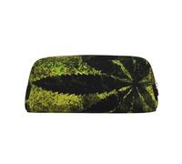 FEYUNYAN Leather Pencil Case Organizer, Premium PVC Cosmetic Bag 8x5.5x20.5cm, Jamaica Flag Leaves Pencil Pouch, Waterproof Makeup Travel Pouch with Anti-Scratch Padding for School, Office, Travel