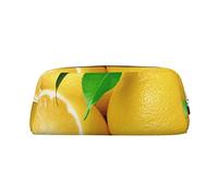 FEYUNYAN Leather Pencil Case Organizer, Premium PVC Cosmetic Bag 8x5.5x20.5cm, Lemon Pencil Pouch, Waterproof Makeup Travel Pouch with Anti-Scratch Padding for School, Office, Travel