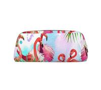 FEYUNYAN Leather Pencil Case Organizer, Premium PVC Cosmetic Bag 8x5.5x20.5cm, Painted Flamingo Pencil Pouch, Waterproof Makeup Travel Pouch with Anti-Scratch Padding for School, Office, Travel