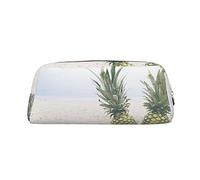 FEYUNYAN Leather Pencil Case Organizer, Premium Pvc Cosmetic Bag 8x5.5x20.5cm, Pineapples On The Beach Pencil Pouch, Waterproof Makeup Travel Pouch With Anti-Scratch Padding For School, Office, Travel