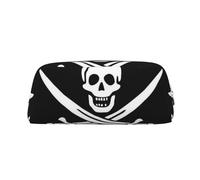 FEYUNYAN Leather Pencil Case Organizer, Premium PVC Cosmetic Bag 8x5.5x20.5cm, Pirate Flag Pencil Pouch, Waterproof Makeup Travel Pouch with Anti-Scratch Padding for School, Office, Travel