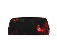 FEYUNYAN Leather Pencil Case Organizer, Premium PVC Cosmetic Bag 8x5.5x20.5cm, Red Black White Abstract Pencil Pouch, Waterproof Makeup Travel Pouch with Anti-Scratch Padding for School Office Travel