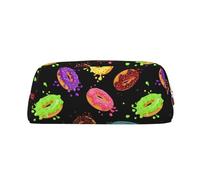 FEYUNYAN Leather Pencil Case Organizer, Premium PVC Cosmetic Bag 8x5.5x20.5cm, Ring Bread with Jam Pencil Pouch, Waterproof Makeup Travel Pouch with Anti-Scratch Padding for School, Office, Travel