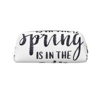 FEYUNYAN Leather Pencil Case Organizer, Premium PVC Cosmetic Bag 8x5.5x20.5cm, Spring is in The Air Pencil Pouch, Waterproof Makeup Travel Pouch with Anti-Scratch Padding for School, Office, Travel