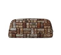 FEYUNYAN Leather Pencil Case Organizer, Premium PVC Cosmetic Bag 8x5.5x20.5cm, Wine Cork Pencil Pouch, Waterproof Makeup Travel Pouch with Anti-Scratch Padding for School, Office, Travel