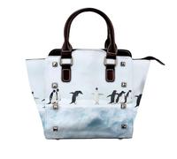 FEYUNYAN Leather Tote Bag For Women Retro Rivet Shoulder Bag Penguins Handbags Adjustable Shoulder Strap Crossbody Bag For Woman