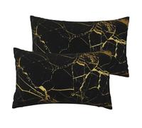 FEYUNYAN Linen-Like Decorative Throw Pillow Covers 50x30cm, 2-Pack Reversible black gold Print Rectangle Lumbar Cushion Cases for Sofa Bedroom Chair, Outdoor Pillowcases for Couch Home Office Decor